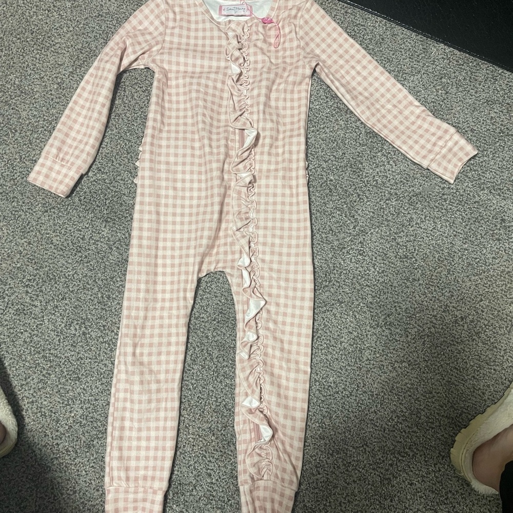 SweetHoney Pink Checkered Kids Footie